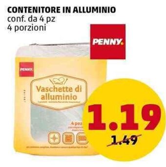 PENNY CONTENITORE IN ALLUMINIO conf.da 4 pz 4 porzioni offerta