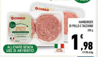 Conad HAMBURGER DI POLLO E TACCHINO 200 g offerta