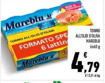 Conad TONNO ALL'OLIO D'OLIVA MAREBLU 6x60 g offerta