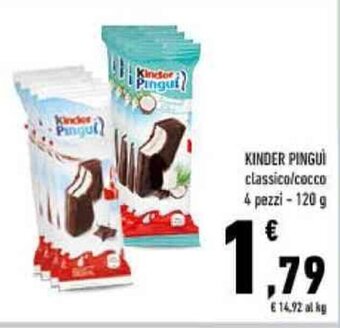 Conad KINDER PINGUI classico/cocco 4 pezzi - 120 g offerta