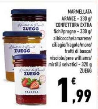 Conad MARMELLATA ARANCE - 330 g/ CONFETTURA EXTRA fichi/prugne -330 g Zuegg offerta