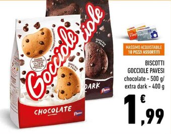 Conad BISCOTTI GOCCIOLE PAVESI chocolate - 500 g/ extra dark - 400 g offerta