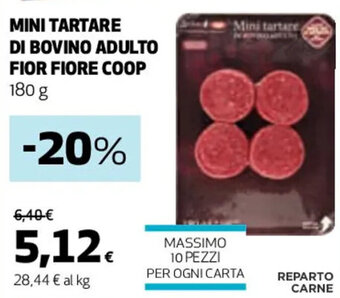 Coop MINI TARTARE DI BOVINO ADULTO FIOR FIORE COOP 180 g offerta