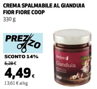 Coop CREMA SPALMABILE AL GIANDUIA FIOR FIORE COOP 330 g offerta