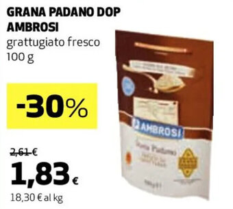 Coop GRANA PADANO DOP AMBROSI grattugiato fresco 100 g offerta