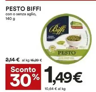 Coop Biffi Pesto Senza Aglio Con Basilico Genovese DOP Con Olio Di Oliva 140 G(ml) offerta