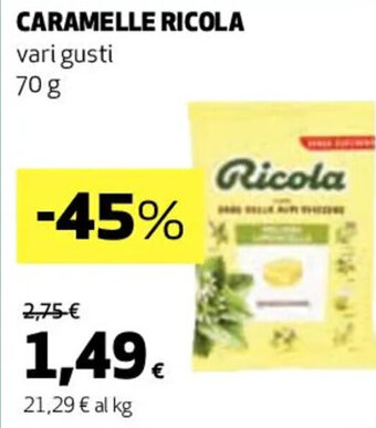 Coop CARAMELLE RICOLA vari gusti 70 g offerta