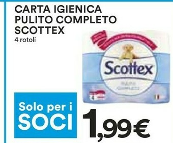 Coop Scottex Carta Igienica Pulito Completo 4 Rotoli offerta