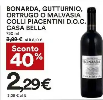 Coop Casa Bella Bonarda/ Gutturnio/ Ortrugo/ Malvasia Colli Piacentini Doc 750 Ml offerta