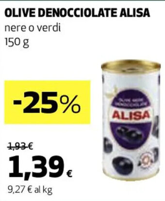 Coop OLIVE DENOCCIOLATE ALISA nere o verdi 150 g offerta