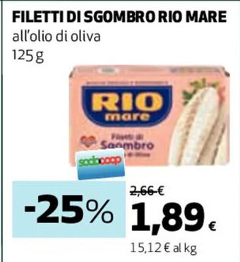 Coop FILETTI DI SGOMBRO RIO MARE all'olio di oliva 125 g offerta