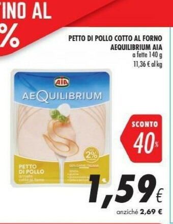 Coop Aia Petto Di Pollo Cotto Al Forno Aequilibrium 140 G(ml) offerta