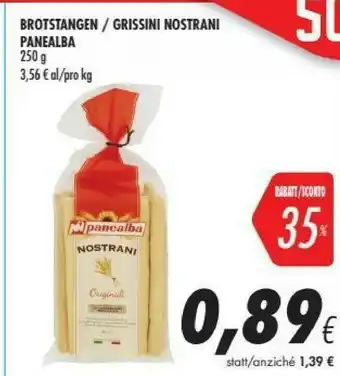Coop Panealba Nostrani Grissini Stirati Tipo 0 250 G(ml) offerta