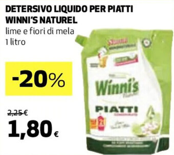 Coop DETERSIVO LIQUIDO PER PIATTI WINNI'S NATUREL lime e fiori di mela 1 litro offerta
