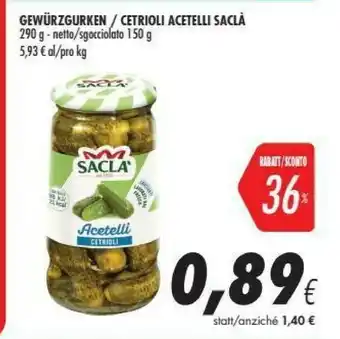 Coop Saclà Cetrioli Acetelli offerta