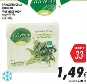 Coop Coop - Spinaci In Foglia Surgelati In Pratici Cubetti Biologici 450 G(ml) offerta