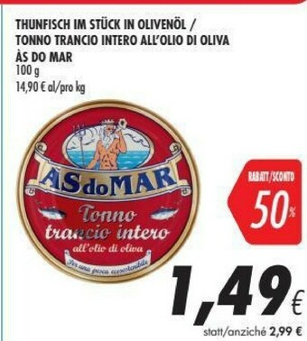 Coop Asdomar Tonno Trancio Intero All'olio Di Oliva offerta