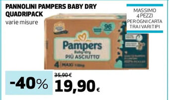 Coop PANNOLINI PAMPERS BABY DRY QUADRIPACK offerta
