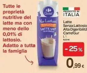 Carrefour Carrefour Latte Senza Lattosio Alta Digeribilità offerta