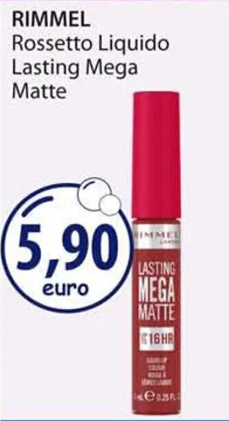 Acqua & Sapone RIMMEL Rossetto Liquido Lasting Mega Matte offerta