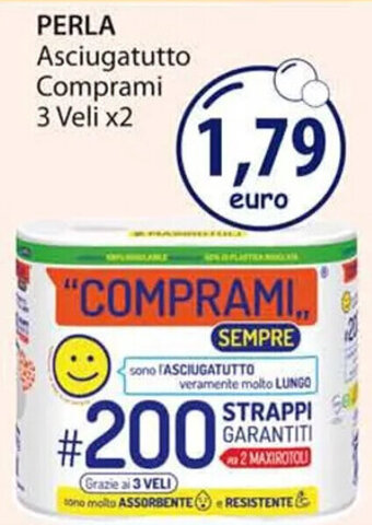 Acqua & Sapone PERLA Asciugatutto Comprami 3 Veli x2 offerta