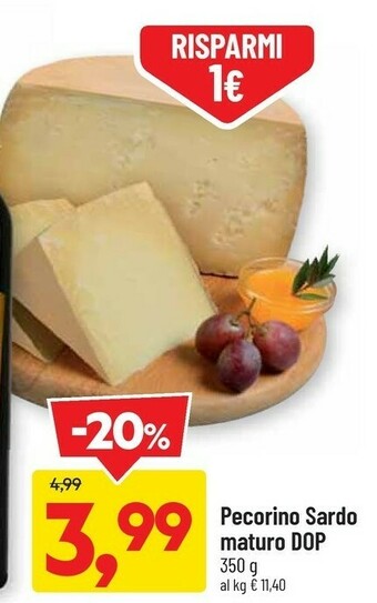 DPiù Pecorino Sardo Maturo Dop 350g offerta