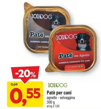 DPiù 101dog Pate Per Cani Con Agnello 300g offerta