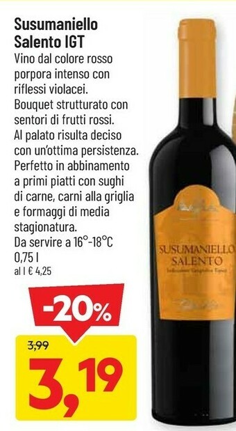 DPiù Susumaniello Salento Igt offerta