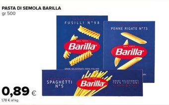 Tigre PASTA DI SEMOLA BARILLA gr 500 offerta
