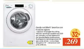 Galassia Candy Smart CSS128TE-11 Lavatrice Libera Installazione Caricamento Frontale 8 Kg 1200 Giri/min D Bianco offerta