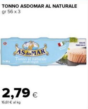 Tigre TONNO ASDOMAR AL NATURALE gr 56 x 3 offerta