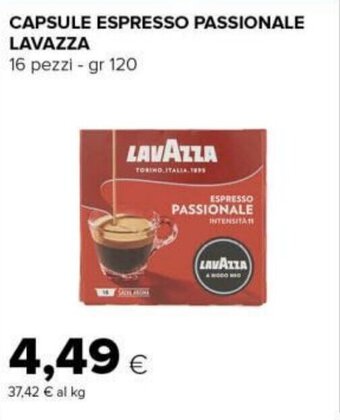 Tigre CAPSULE ESPRESSO PASSIONALE LAVAZZA 16 pezzi - gr 120 offerta