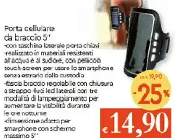 Galassia Cellularline Armband Running - Per Smartphone fino a 5.2" Fascia da braccio per correre con lo smartphone Lime offerta