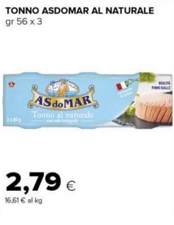 Tigre TONNO ASDOMAR AL NATURALE gr 56 x 3 offerta