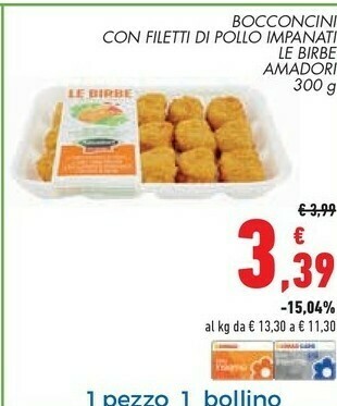 Conad Superstore Amadori Bocconcini Con Filetti Di Pollo Impanati Le Birbe offerta