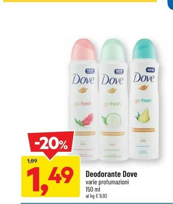 DPiù Dove 8710908559235 Deodorante Deodorante Spray 150 Ml offerta