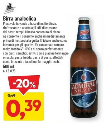 DPiù Admiral Nelson Birra Analcolica offerta