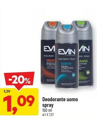 DPiù Evin Deodorante Uomo 150 Ml offerta