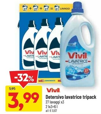 DPiù Vivil Detersivo Lavatrice Tripack offerta