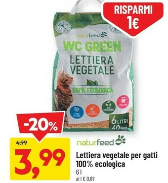 DPiù Naturfeed Wc Green Lettiera Vegetale Per Gatti 6 Lt offerta