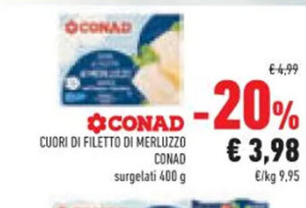 Conad CUORI DI FILETTO DI MERLUZZO CONAD 400 g offerta