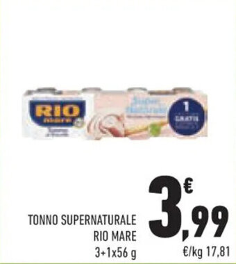 Conad TONNO SUPERNATURALE RIO MARE 3 + 1 x 56 g offerta