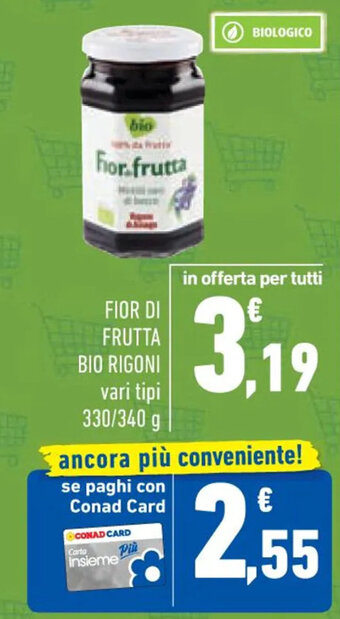 Conad FIOR DI FRUTTA BIO RIGONI vari tipi 330/340 g offerta