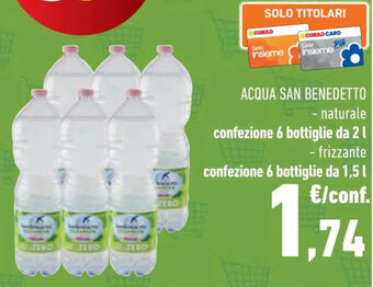 Conad ACQUA SAN BENEDETTO - naturale confezione 6 bottiglie da 2 l offerta