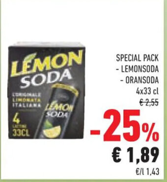Conad SPECIAL PACK - LEMONSODA -ORANSODA 4x33 cl offerta