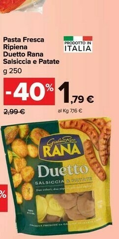 Carrefour Market Rana Duetto Salsiccia Patate 250 G(ml) offerta