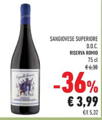 Conad SANGIOVESE SUPERIORE D.O.C. RISERVA ROMIO 75 cl offerta