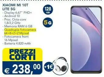 Esselunga Xiaomi Mi 10T Lite 16,9 Cm (6.67") Doppia SIM 5G 6 GB 64 GB 4820 MAh Grigio offerta