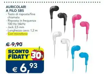Esselunga Sbs Auricolari A Filo offerta