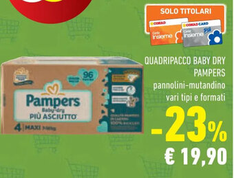 Conad QUADRIPACCO BABY DRY PAMPERS offerta